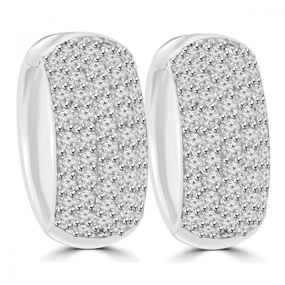 Round Brilliant Cut 5.00 Ct Real Diamonds Ladies Hoop Earrings White Gold - Hoop Earrings-harrychadent.ca