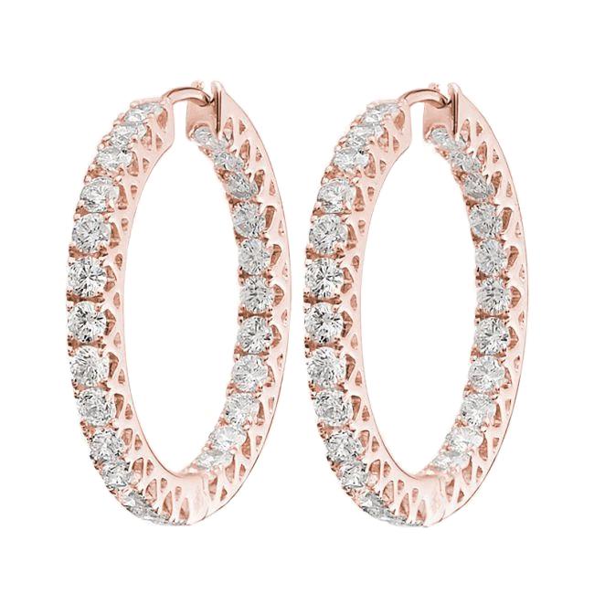 Round Brilliant Cut 5.60 Carats Genuine Diamonds Hoop Earrings Rose Gold