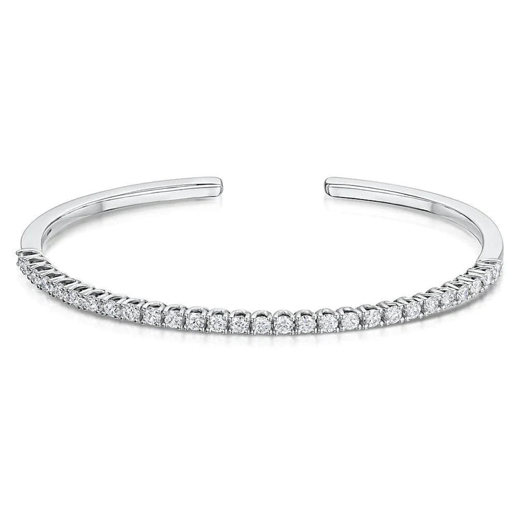 Round Brilliant Cut Natural Diamond Cuff Bracelet 7 Carat White Gold 14K
