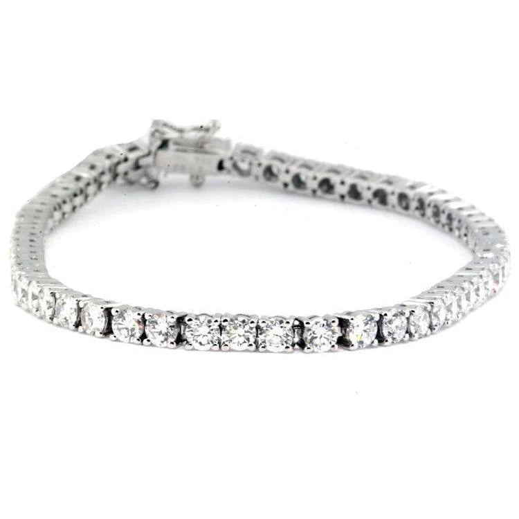 Round Brilliant Cut Natural Diamond Tennis Bracelet White Gold 14K 6.60 Ct