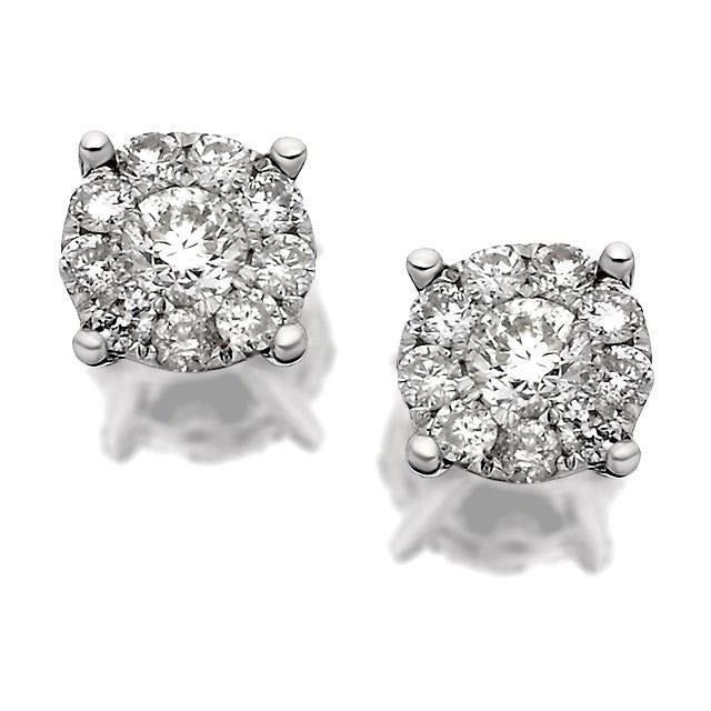 Round Brilliant Cut Real Diamond Women Stud Halo Earrings 5.60 Carats - Halo Stud Earrings-harrychadent.ca