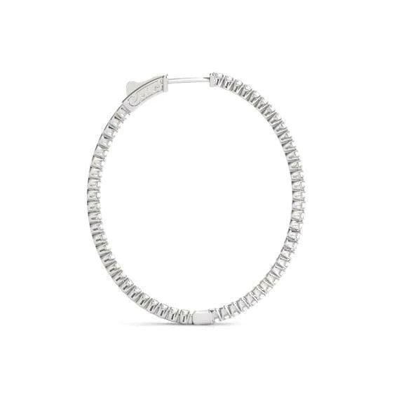 Round Brilliant Genuine Diamonds Hoop Earrings 1.75 Ct. F Vvs1 Diamond