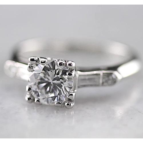 Round Center Natural Diamond Three Stone Ring 1.60 Carats White Gold