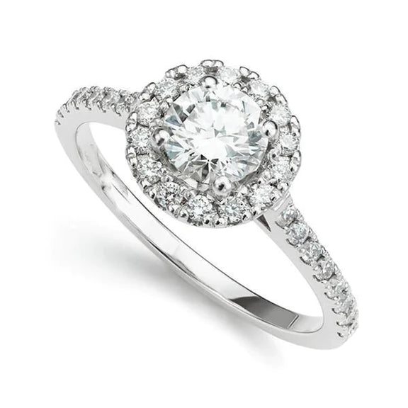 Round Cut 1.80 Carats Natural Diamond Wedding Ring Halo