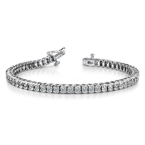 Round Cut 5 Carats Natural Diamonds Tennis Bracelet White Gold 14K