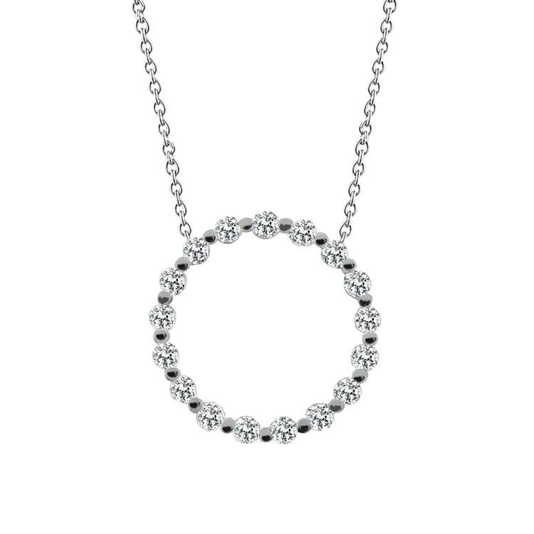 Round Cut 6.80 Carats Genuine Diamonds Circle Pendant Necklace White Gold 14K