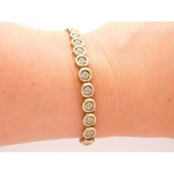 Round Cut 6 Carat Real Diamond Ladies Tennis Bracelet Yellow Gold 14K
