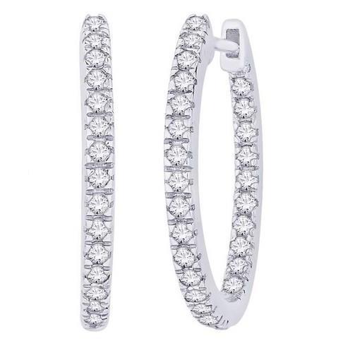 Round Cut F Vvs1 4.50 Ct Real Diamonds Ladies Hoop Earrings 14K White Gold