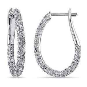 Round Cut Natural Diamond Hoop Earrings 6 Carats White Gold 14K