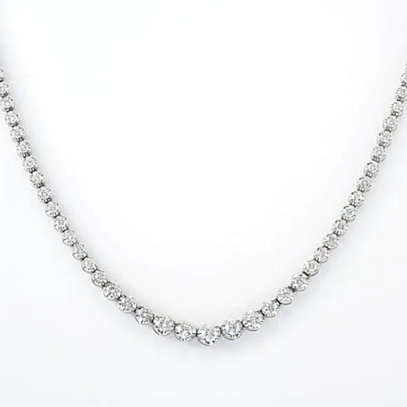 Round Cut Real Diamond Tennis Necklace White Gold Fine Jewelry 6 Ct