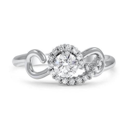 Round Cut Solitaire With Accent Natural Diamond 2.50 Carats Ring White Gold