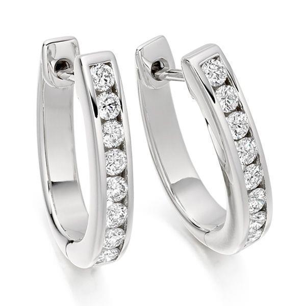 Round Cut Sparkling 3 Ct Genuine Diamonds Hoop Earrings 14K White Gold