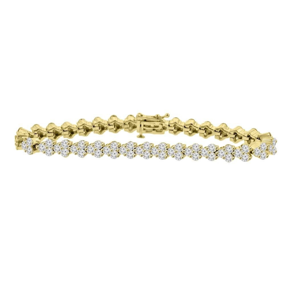Round Cut Sparkling Real 5 Carats Diamonds Ladies Bracelet YG 14K