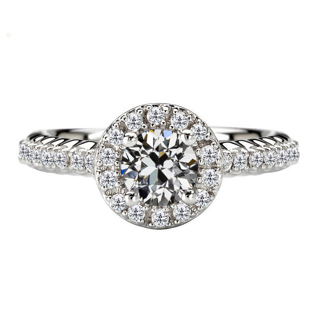 Brilliant Diamond Halo Setting Ring 1-ct 14K White Gold – main view
