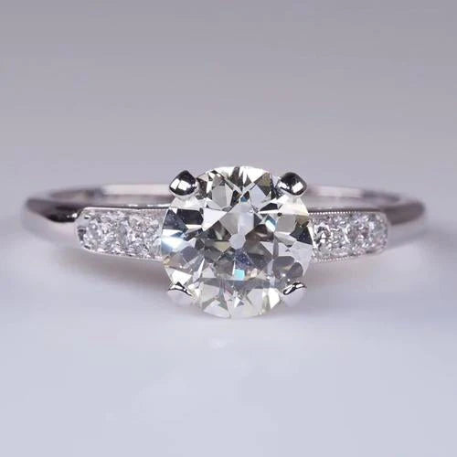 Round Engagement Old Mine Cut Genuine Diamond Ring 2.50 Carats Jewelry