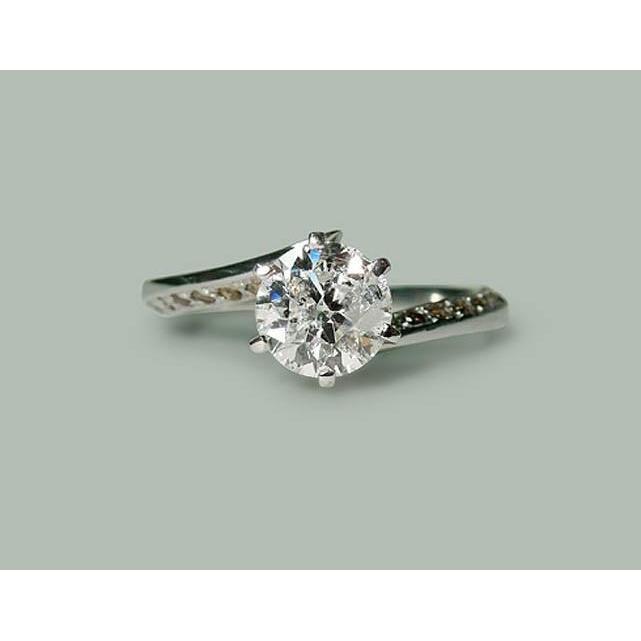 Round Genuine Diamond Anniversary Ring 1.36 Carats Jewelry New White Gold 14K