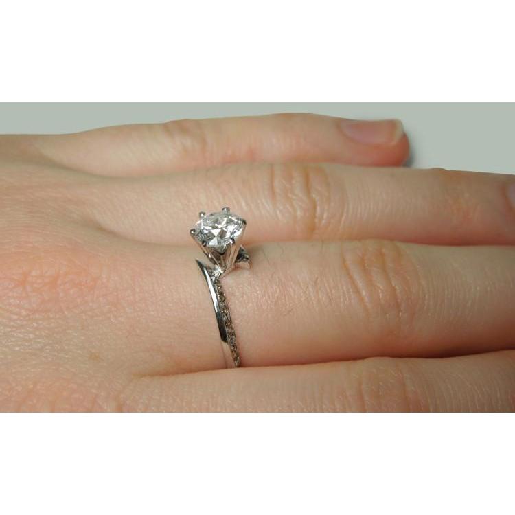 Round Genuine Diamond Anniversary Ring 1.36 Carats Jewelry New White Gold 14K