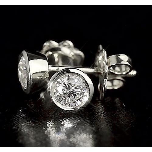 Genuine Diamond Bezel Style Stud Earring 1.60 Carats