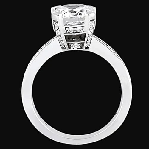 Round Genuine Diamond Engagement Solitaire Ring With Accents 2.26 Carats