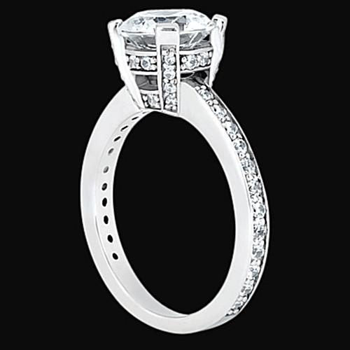 Round Genuine Diamond Engagement Solitaire Ring With Accents 2.26 Carats