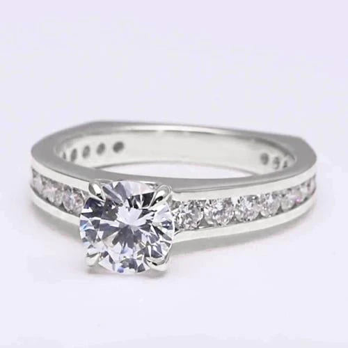 Round Genuine Diamond Euro Shank Engagement