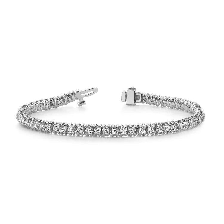 Round Genuine Diamond Prong Setting Tennis Bracelet Gold White 4.35 Carats