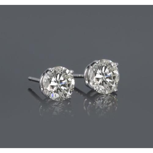 Round Genuine Diamond Stud Earring 2 Carats