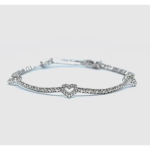 Round Genuine Diamond Tennis Bracelet 2.50 Carats F G VS1 White Gold 14K