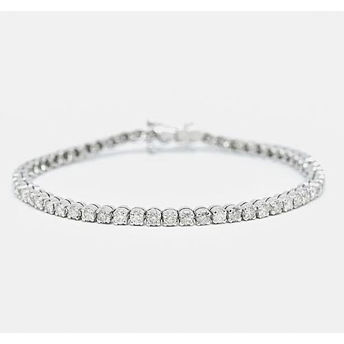 Round Genuine Diamond Tennis Bracelet 6 Carats Shared Prong Set New