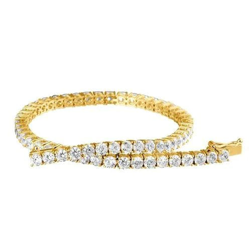 Round Genuine Diamond Tennis Ladies Bracelet 6 Carats Solid Yellow Gold 14K