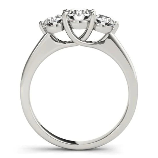 Round Genuine Diamond Three Stone Engagement Ring 2 Carat White Gold