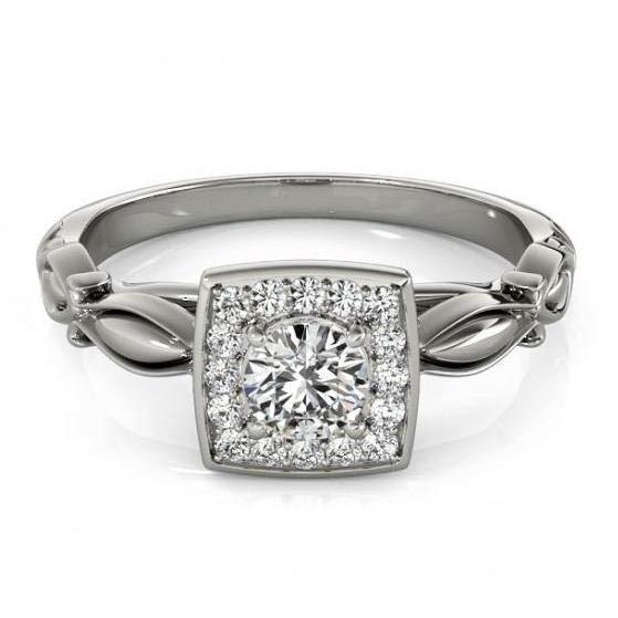 Round Natural Diamond Engagement Anniversary Halo Ring 1.10 Carat WG