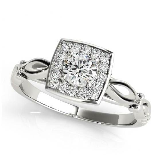 Round Natural Diamond Engagement Anniversary Halo Ring 1.10 Carat WG 14K