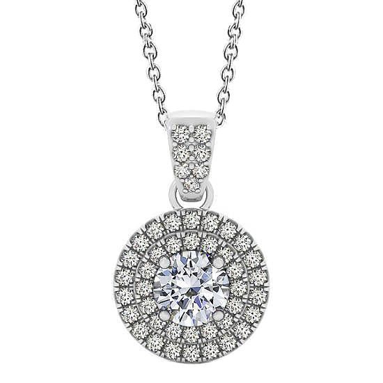 Round Natural Diamond Pendant Necklace 1.85 Carat Without Chain White Gold 14K