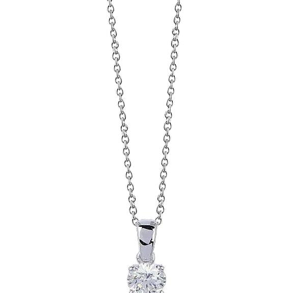Round Natural Diamond Pendant Solid White Gold Jewelry New 1 Carat Diamond