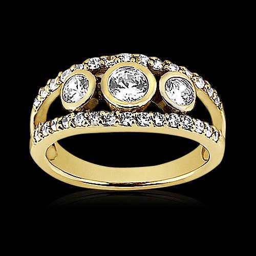 Round Natural Diamond Ring 1.46 Ct Yellow Gold Split Shank Jewelry New