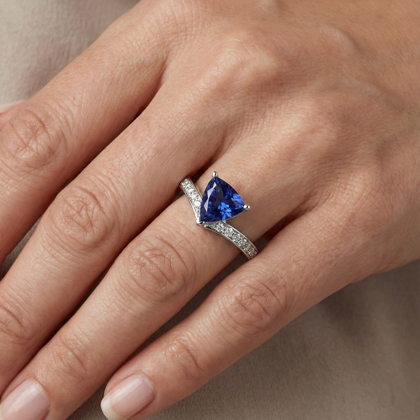 Round Natural Earth Mined Diamond ( Not Lab Grown ) Trillion Sapphire Ring Enhancer 2.50 Carats Gold 14K