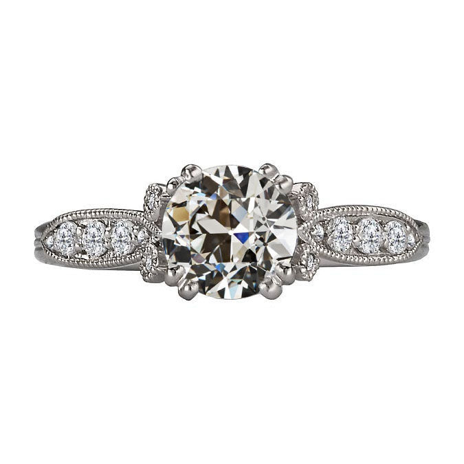 Fine Diamond Old Mine Cut Anniversary Ring in 14K White Gold – main view