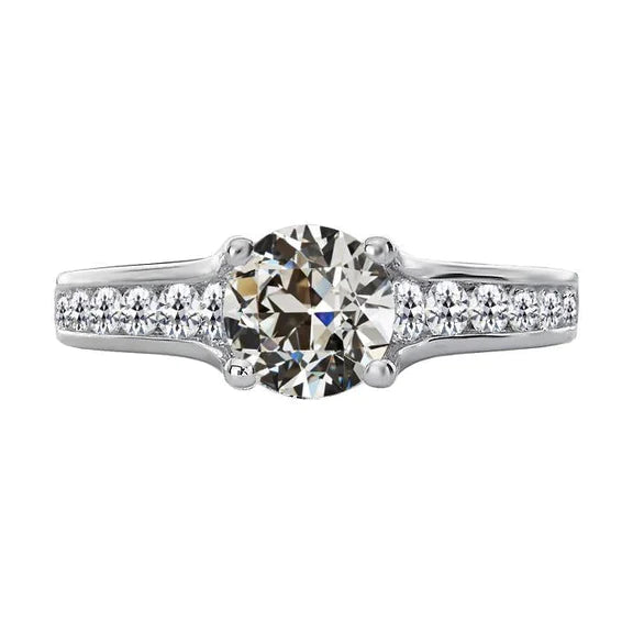 Round Old Cut Genuine Diamond Wedding Ring Gold Channel Set 4.50 Carats