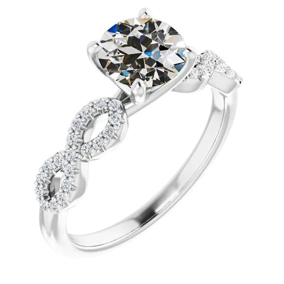 Round Old Cut Genuine Diamond Wedding Ring Pave Infinity Style 4.50 Carats