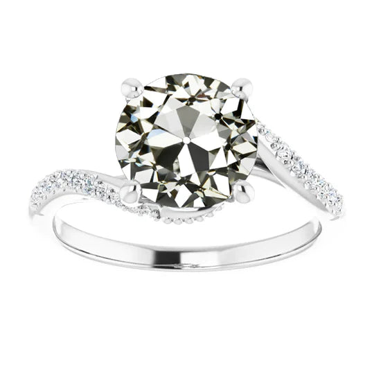 Round Old Cut Genuine Diamond Wedding Ring Tension Style 5.25 Carats