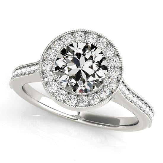 Round Old Cut Real Diamond Halo Wedding Ring 4.50 Carats White Gold
