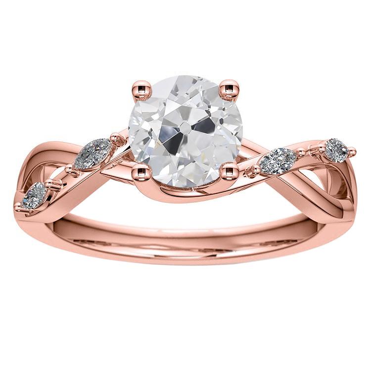 Round Old Mine Cut Genuine Diamond Ring 3.50 Carats Twisted Style Jewelry