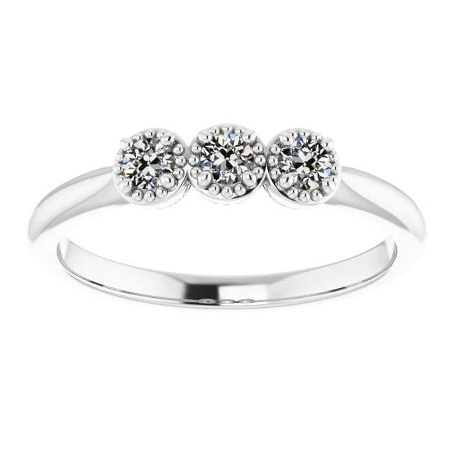 Round Old Mine Cut Real Diamond Ring 3 Stone Jewelry 14K Gold 2.25 Carats