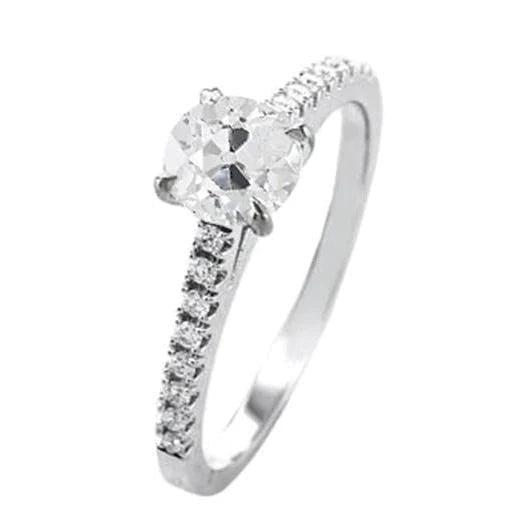 Round Old Miner Genuine Diamond Solitaire Ring With Accents 2 Carats