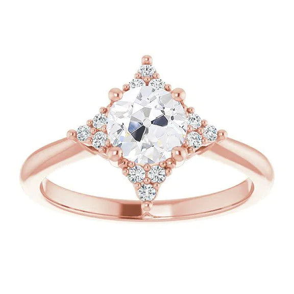 Round Old Miner Natural Diamond Engagement Ring Kite Style Jewelry 3 Carats