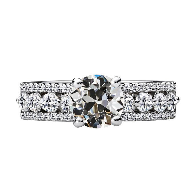 Round Old Miner Natural Diamond Fancy Ring 4 Prong Set Gold 7.50 Carats
