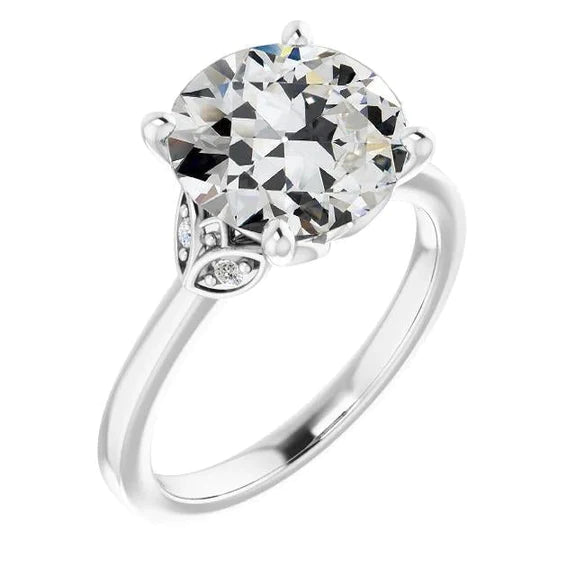 Round Old Miner Real Diamond Anniversary Ring Leaf Style 4.50 Carats