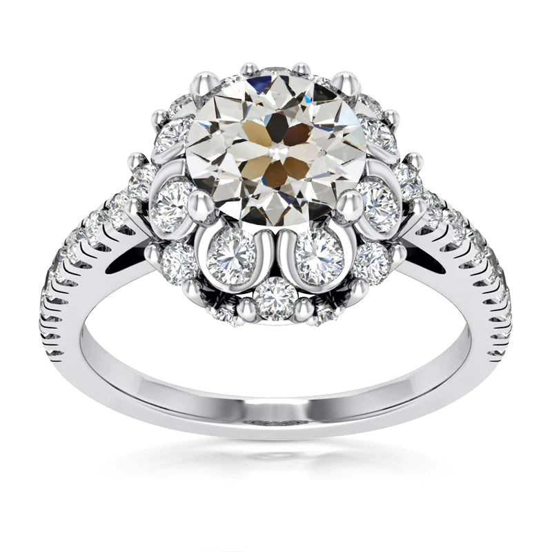 Round Old Miner Real Diamond Halo Ring 4 Prong Set Gold 10.50 Carats