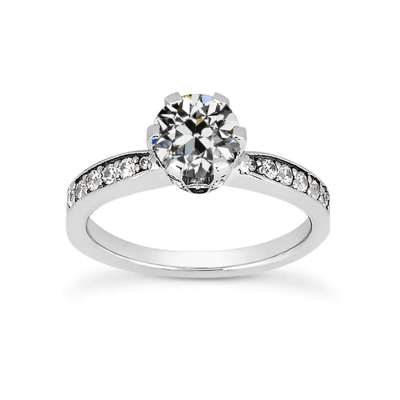 Round Old Miner Real Diamond Ring Women’s Jewelry 14K Gold 2.50 Carats